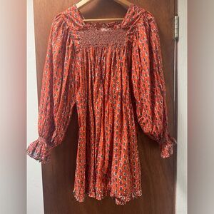 Doen Orange Floral Mini Dress